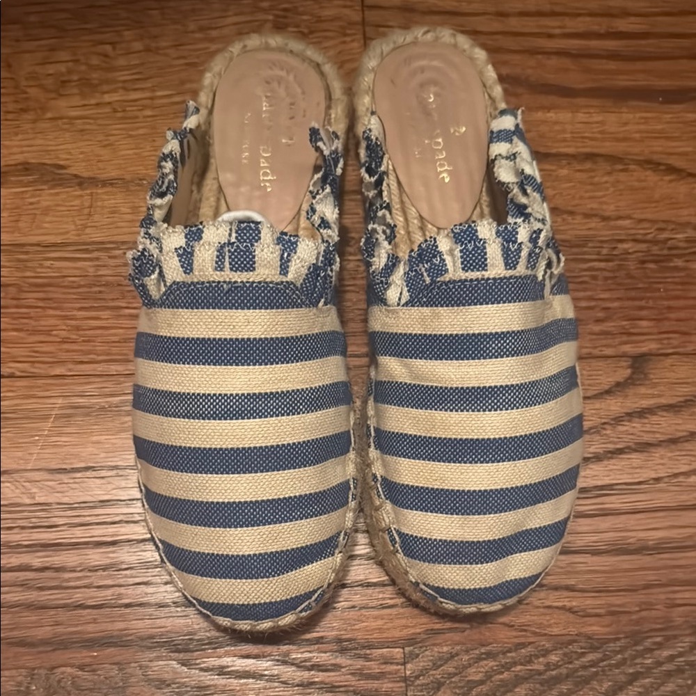 Kate Spade Blue and Beige Striped Espadrille Flats